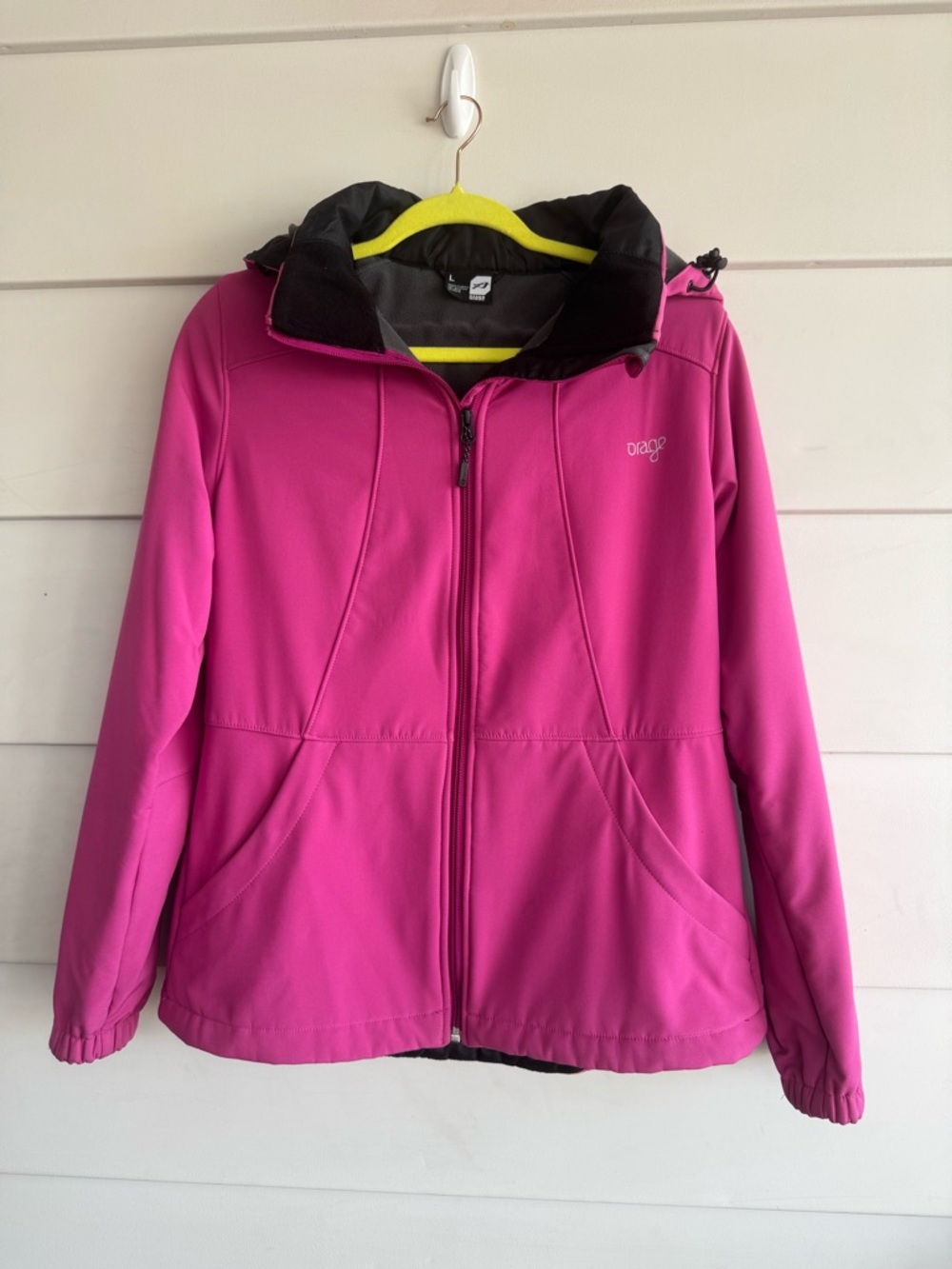 Orage Softshell Zip Jacket with Hood Sz L Pink Rose